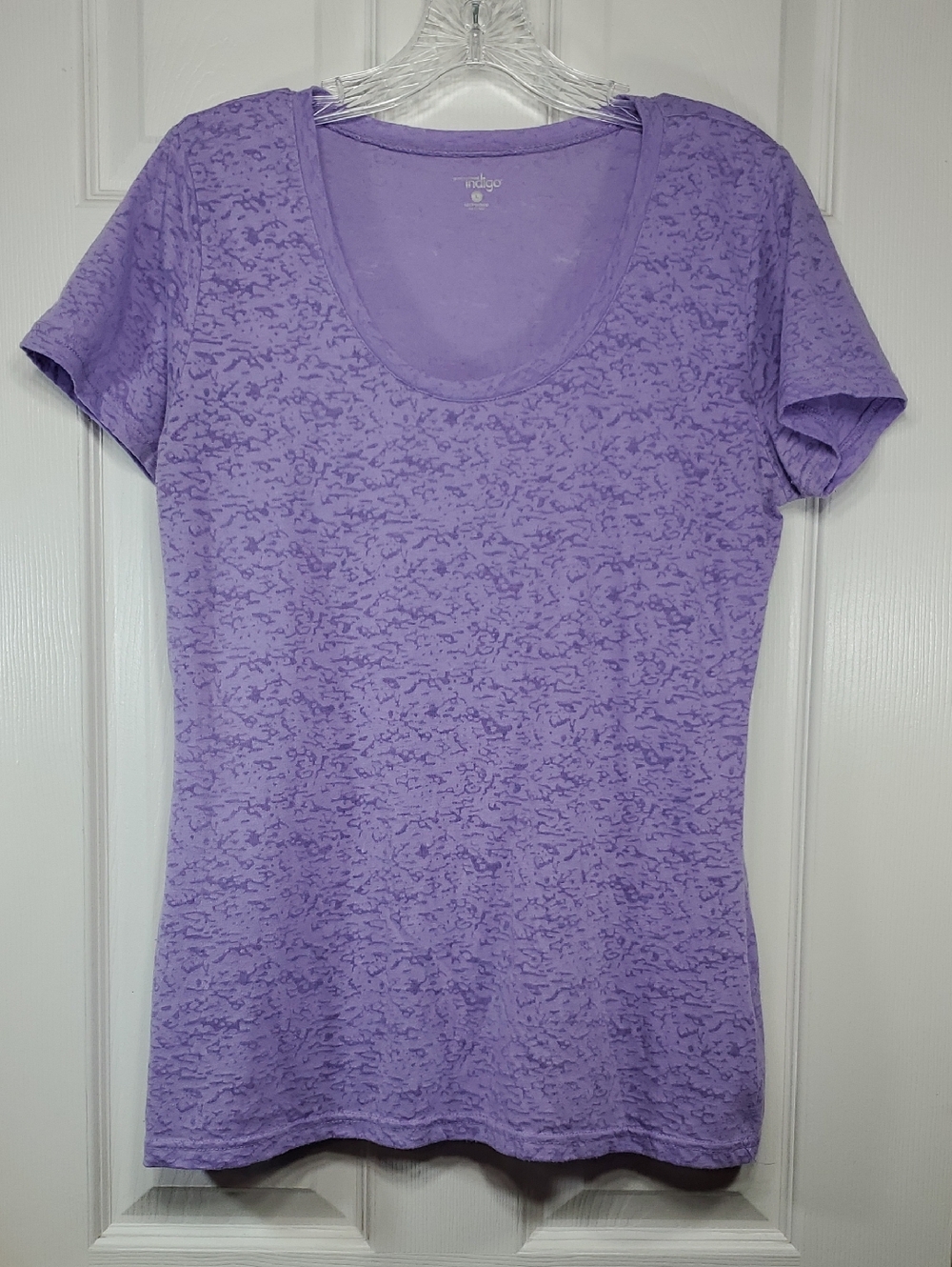 Great Northwest Indigo Burnout Short Sleeve Top Scoop Neck
